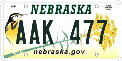 NE license plate AAK477