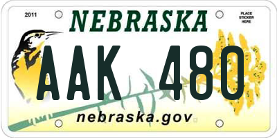 NE license plate AAK480