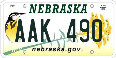 NE license plate AAK490