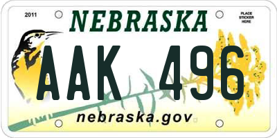 NE license plate AAK496