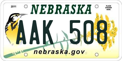 NE license plate AAK508