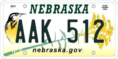 NE license plate AAK512