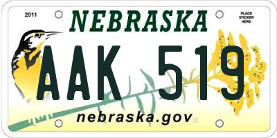 NE license plate AAK519