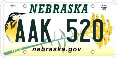 NE license plate AAK520
