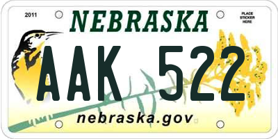 NE license plate AAK522