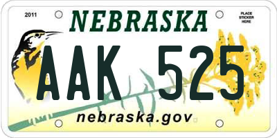 NE license plate AAK525
