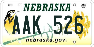 NE license plate AAK526