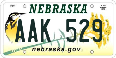 NE license plate AAK529