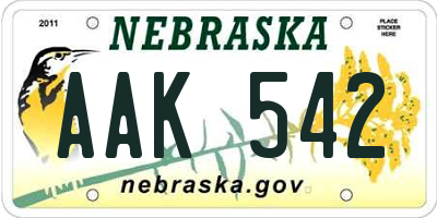 NE license plate AAK542