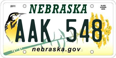 NE license plate AAK548