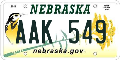 NE license plate AAK549