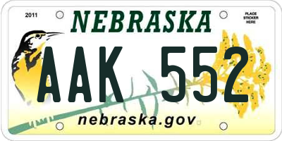 NE license plate AAK552