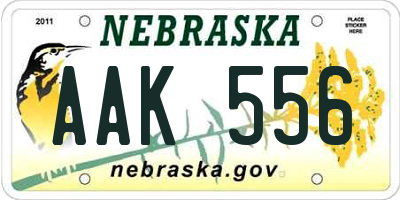NE license plate AAK556