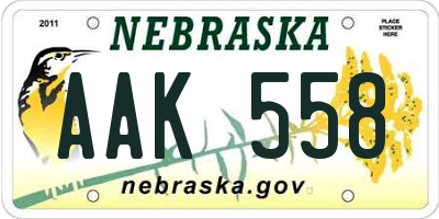 NE license plate AAK558