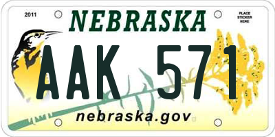 NE license plate AAK571