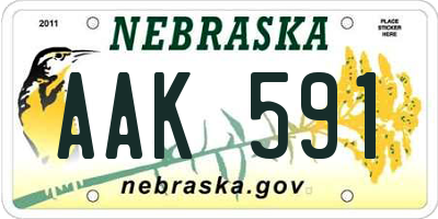 NE license plate AAK591