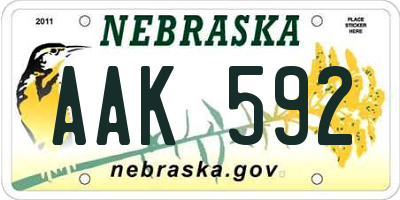 NE license plate AAK592