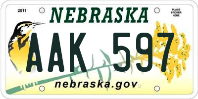 NE license plate AAK597