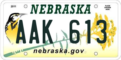 NE license plate AAK613