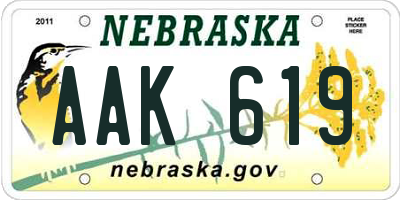 NE license plate AAK619
