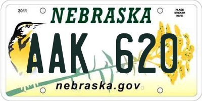 NE license plate AAK620