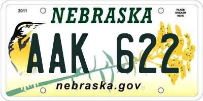 NE license plate AAK622