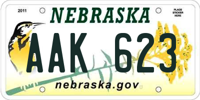 NE license plate AAK623