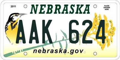 NE license plate AAK624