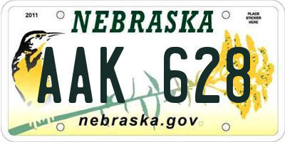 NE license plate AAK628