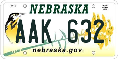 NE license plate AAK632