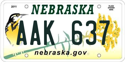 NE license plate AAK637