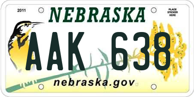 NE license plate AAK638
