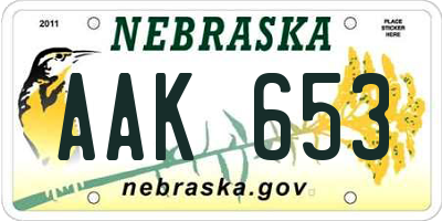 NE license plate AAK653