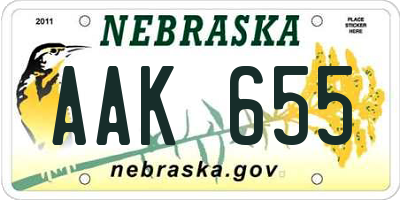 NE license plate AAK655