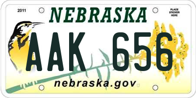 NE license plate AAK656