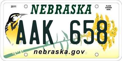 NE license plate AAK658