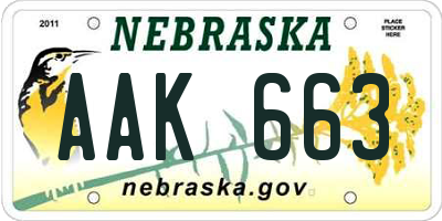 NE license plate AAK663