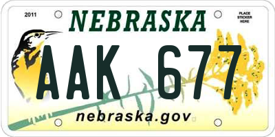 NE license plate AAK677