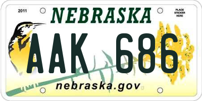 NE license plate AAK686