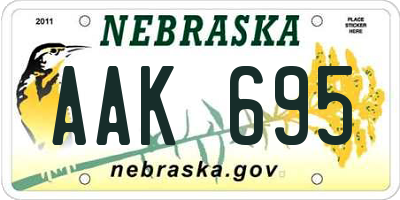 NE license plate AAK695
