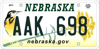 NE license plate AAK698