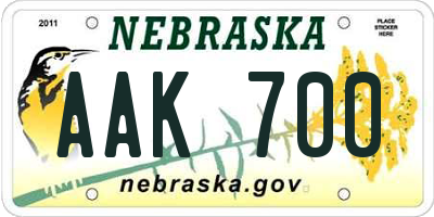 NE license plate AAK700