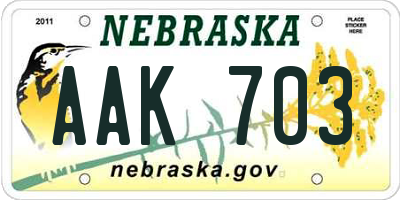 NE license plate AAK703