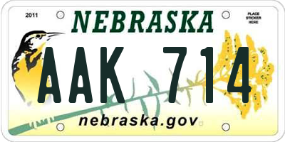 NE license plate AAK714