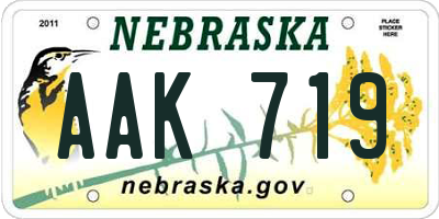 NE license plate AAK719