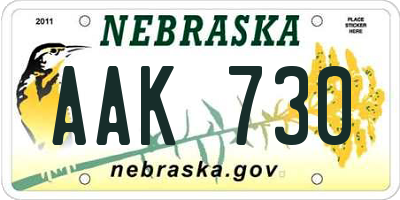 NE license plate AAK730