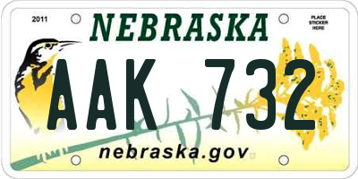 NE license plate AAK732