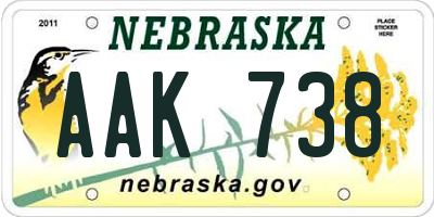NE license plate AAK738