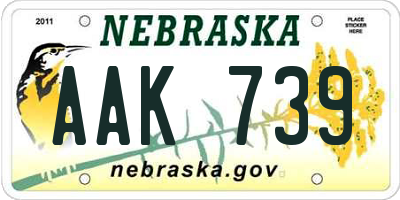 NE license plate AAK739