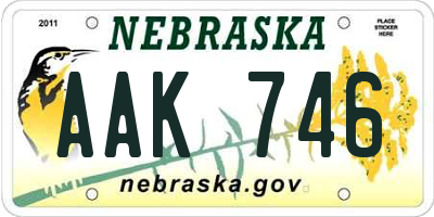 NE license plate AAK746